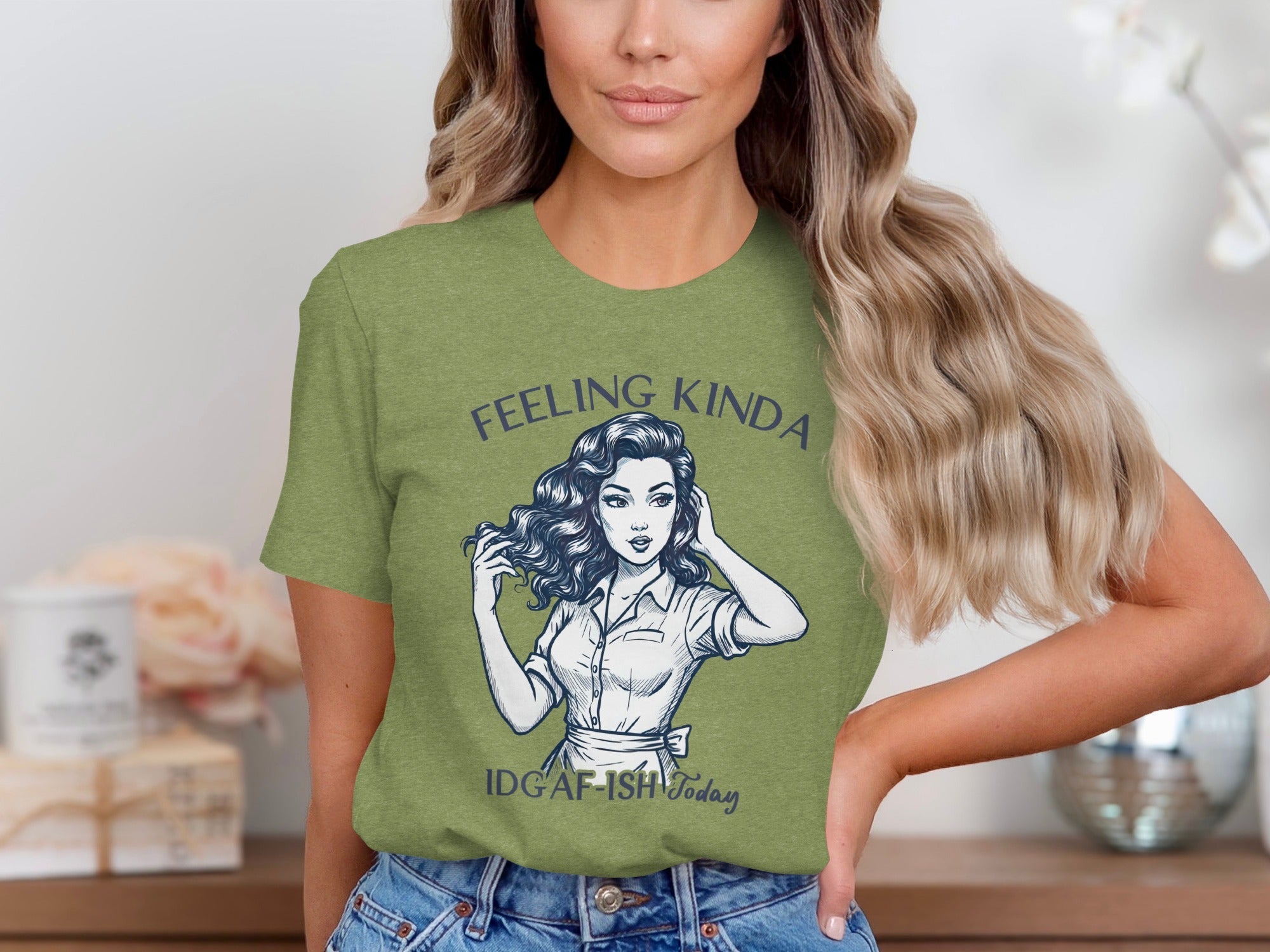 Feeling Kinda IDGAF-ish Today Woman Sketch Design T-Shirt