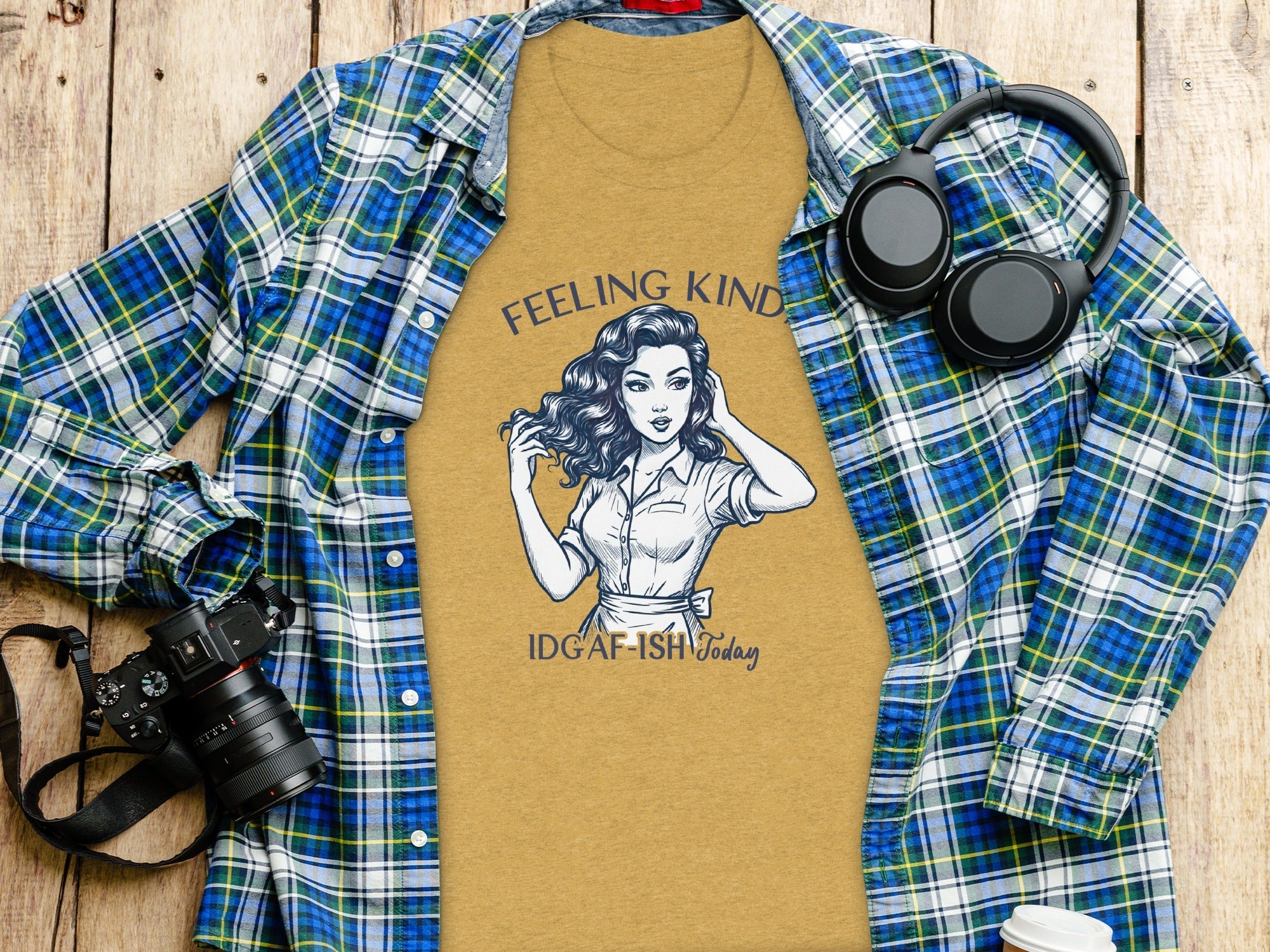 Feeling Kinda IDGAF-ish Today Woman Sketch Design T-Shirt