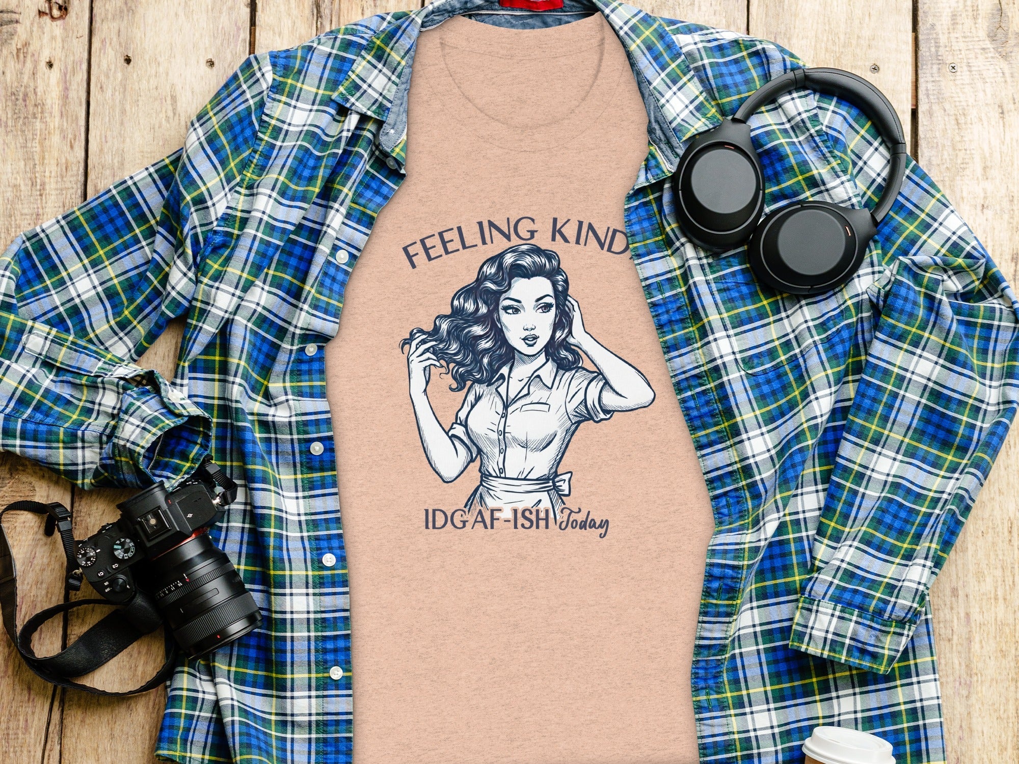 Feeling Kinda IDGAF-ish Today Woman Sketch Design T-Shirt