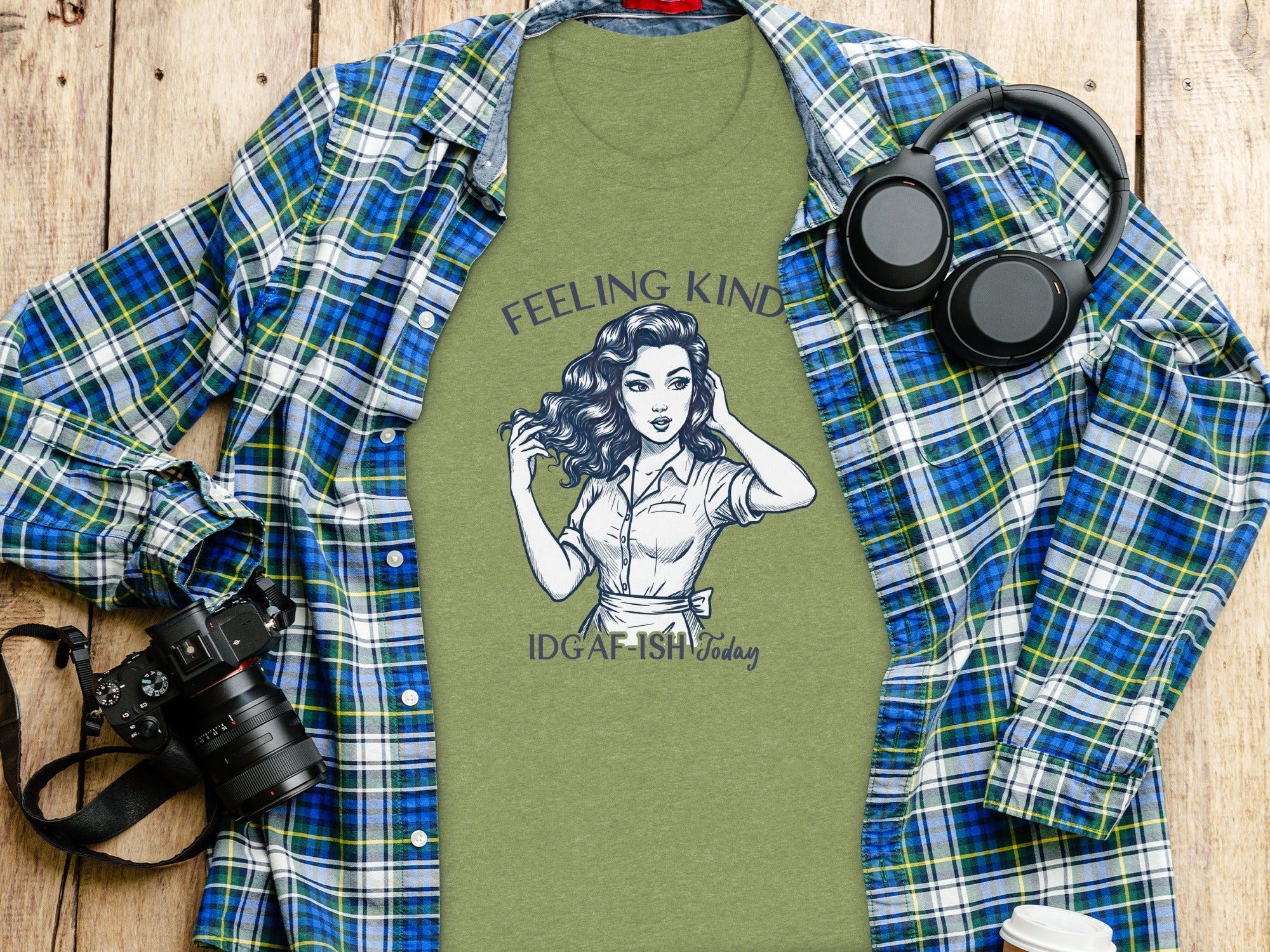 Feeling Kinda IDGAF-ish Today Woman Sketch Design T-Shirt