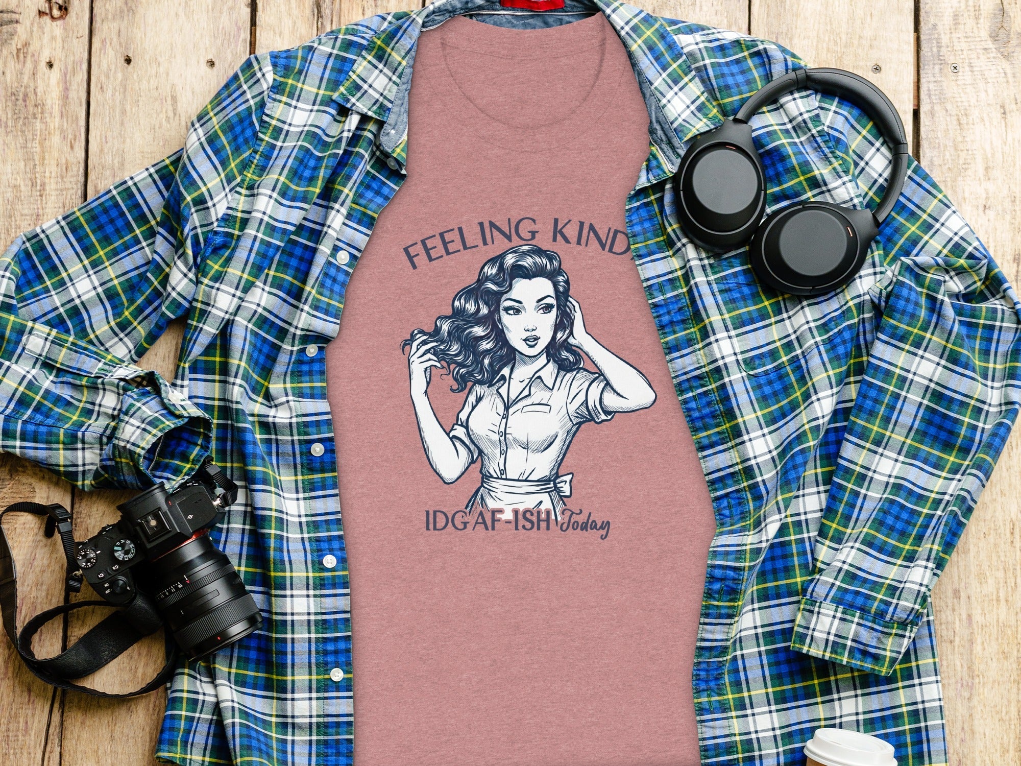 Feeling Kinda IDGAF-ish Today Woman Sketch Design T-Shirt