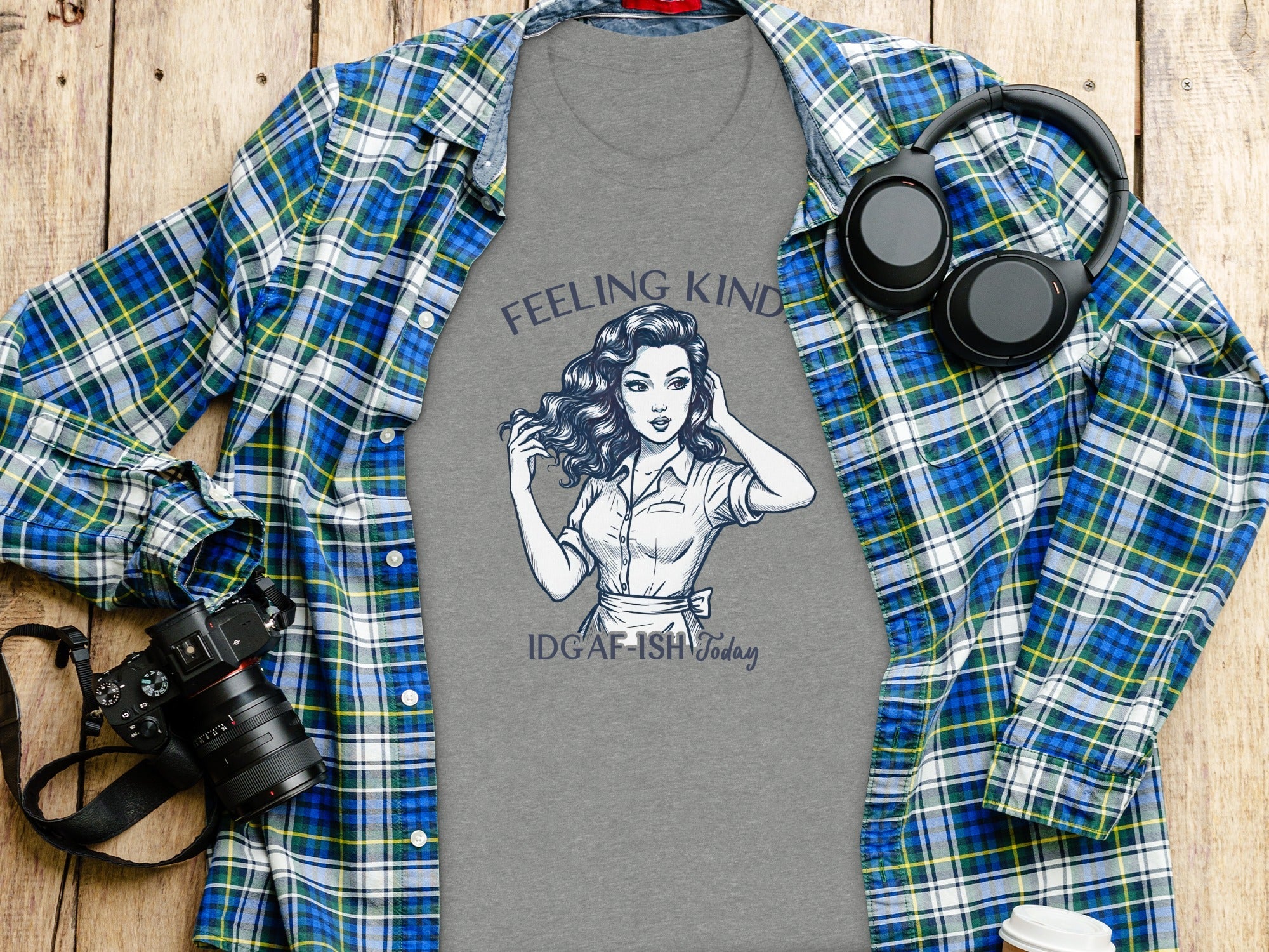 Feeling Kinda IDGAF-ish Today Woman Sketch Design T-Shirt