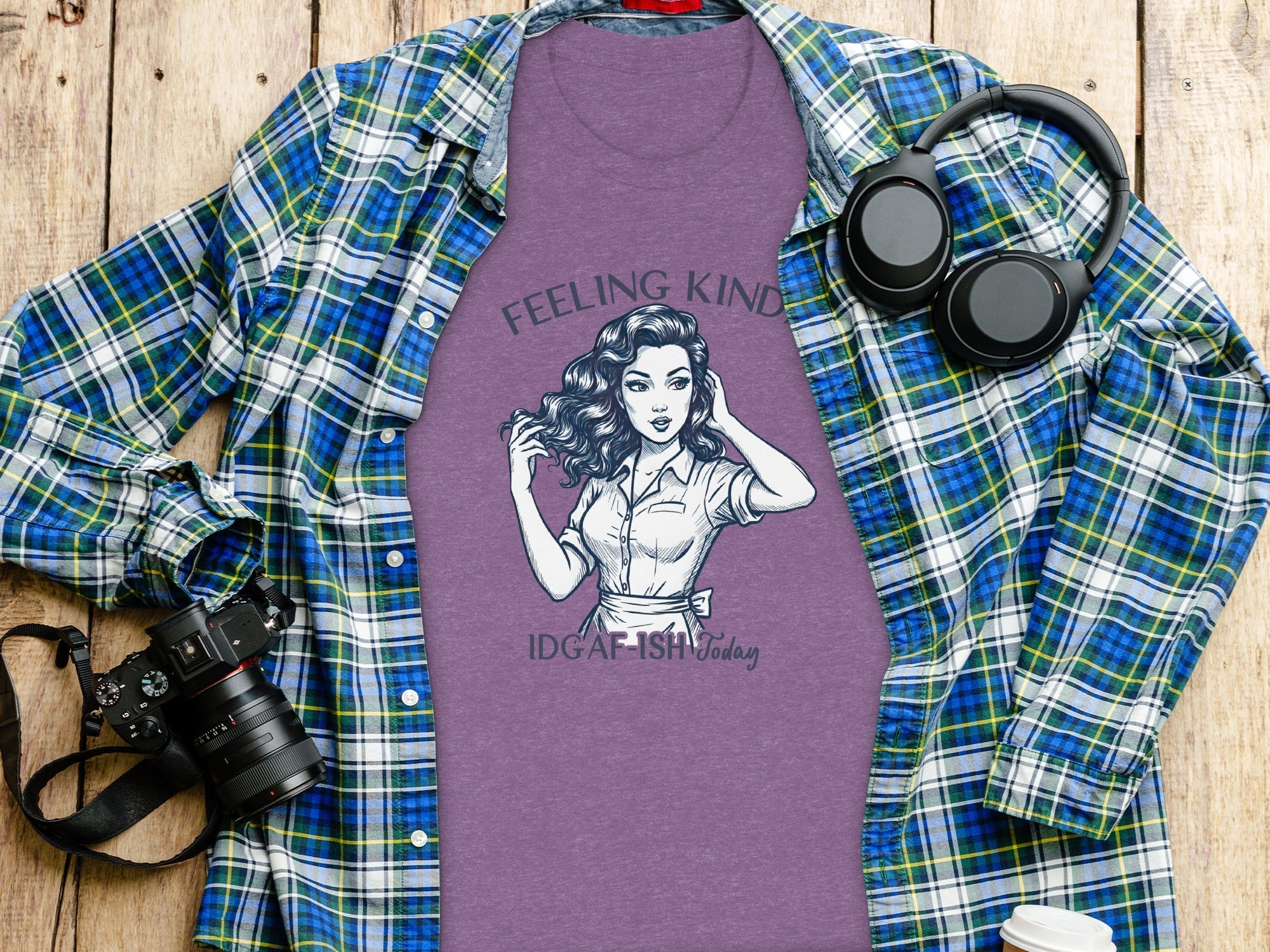 Feeling Kinda IDGAF-ish Today Woman Sketch Design T-Shirt