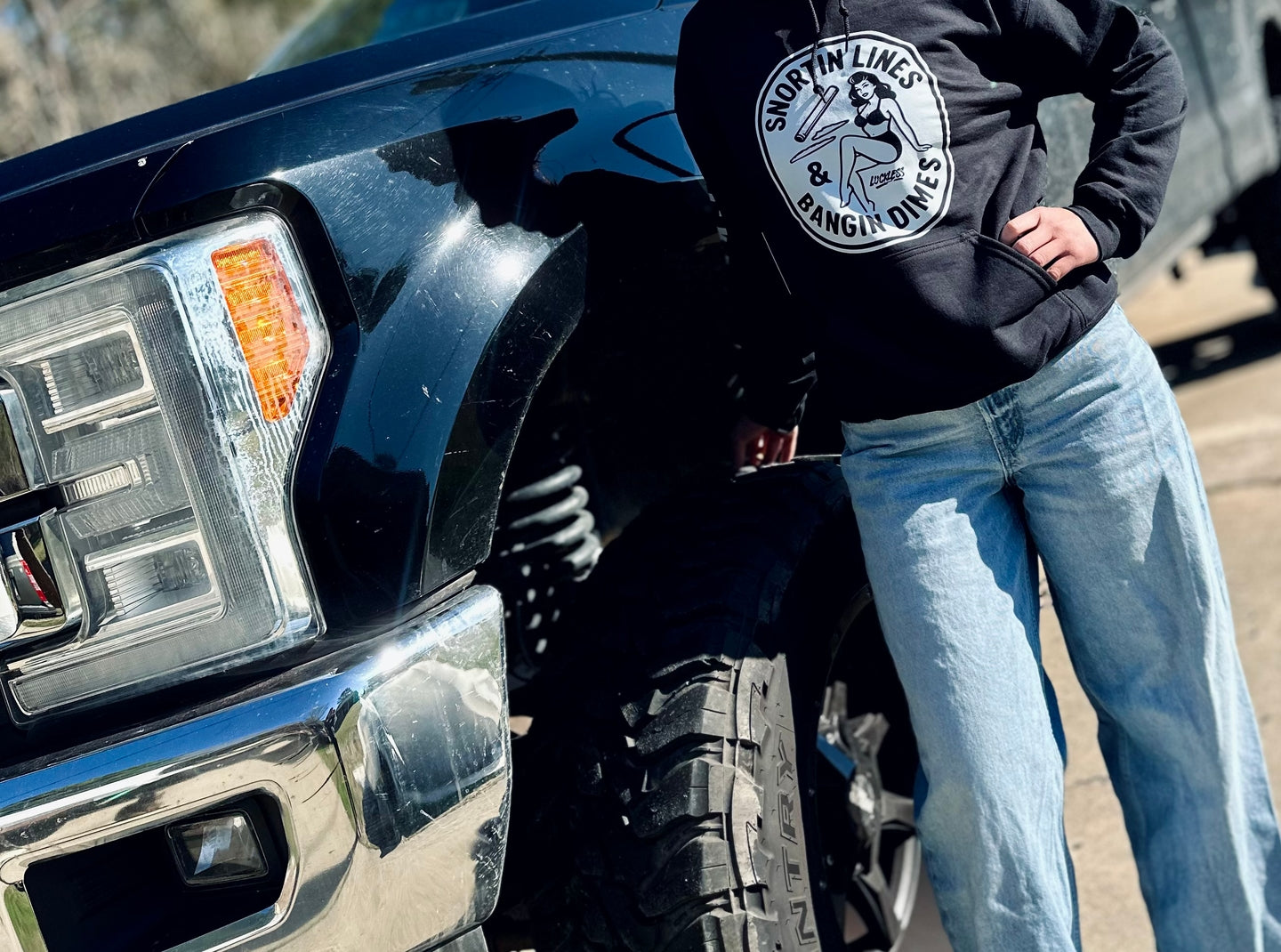 Snortin Lines and Bangin Dimes | Men's Funny Black Graphic Streetwear Hoodie