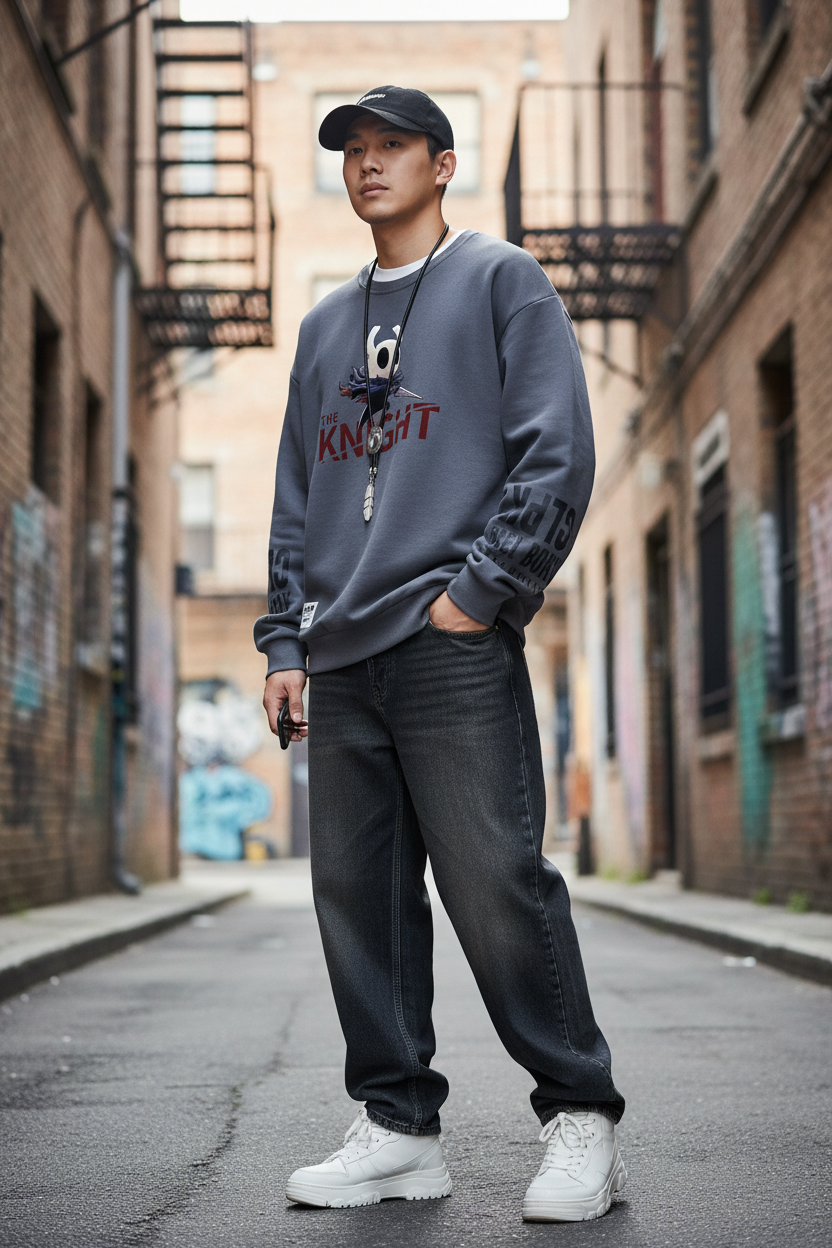 Autumn Men’s Sweatshirt Cool Bear Print Long Sleeve T-shirt Khaki O Neck Harajuku Exclusive Design Top