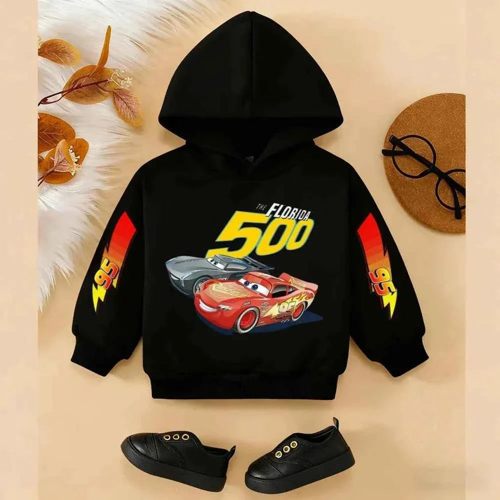 Girls and Boys Classic Anime Car Story Children's Spring and Autumn Fashion Hoodie (only hoodie), 3-14Y Boys and Girls Hoodie