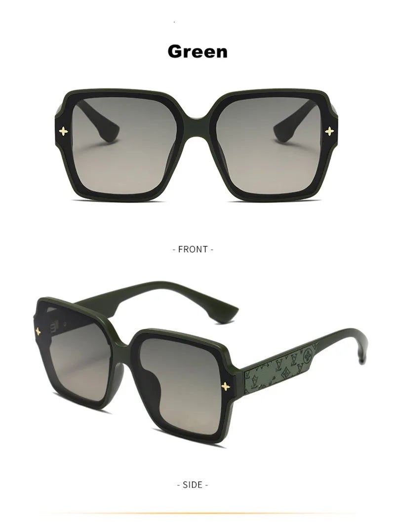 Fashion Square Frame Sunglasses for Women Luxury UV Protection Large Frame All-Match DS-8052-1