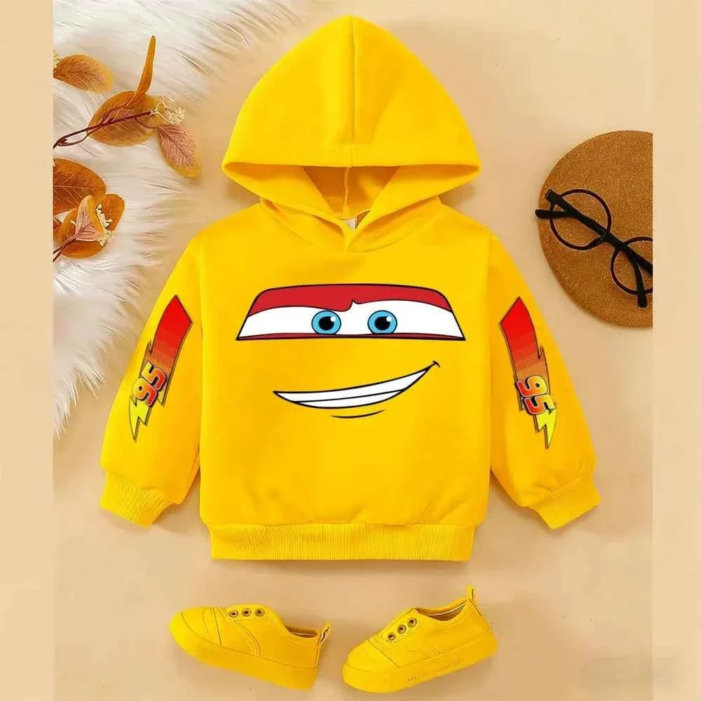 Girls and Boys Classic Anime Car Story Children's Spring and Autumn Fashion Hoodie (only hoodie), 3-14Y Boys and Girls Hoodie