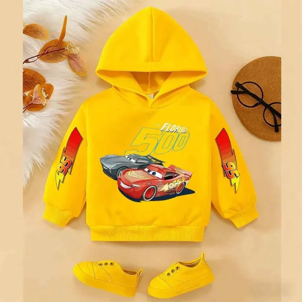 Girls and Boys Classic Anime Car Story Children's Spring and Autumn Fashion Hoodie (only hoodie), 3-14Y Boys and Girls Hoodie