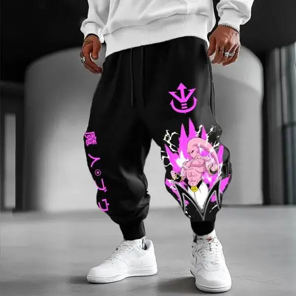 Goku Print New Streetwear 2025 Mens High Waist Cotton Pants Wide Leg Trousers Loose Fit Casual Breathable Sweatpants