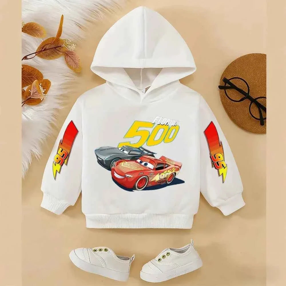 Girls and Boys Classic Anime Car Story Children's Spring and Autumn Fashion Hoodie (only hoodie), 3-14Y Boys and Girls Hoodie