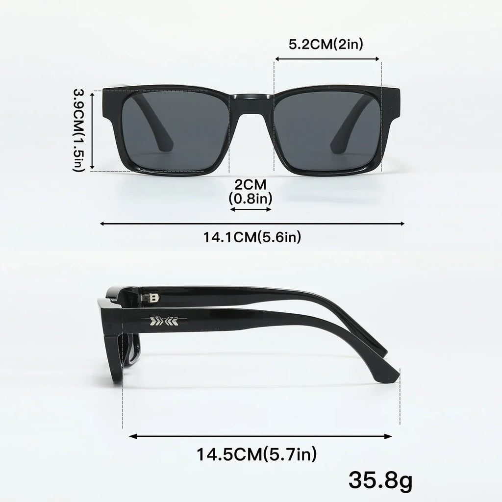 Quality Square Polarized Sunglasses Men Metal Core UV400 Unisex Sun Glasses Travel Hiking Beach Fishing Eyewear