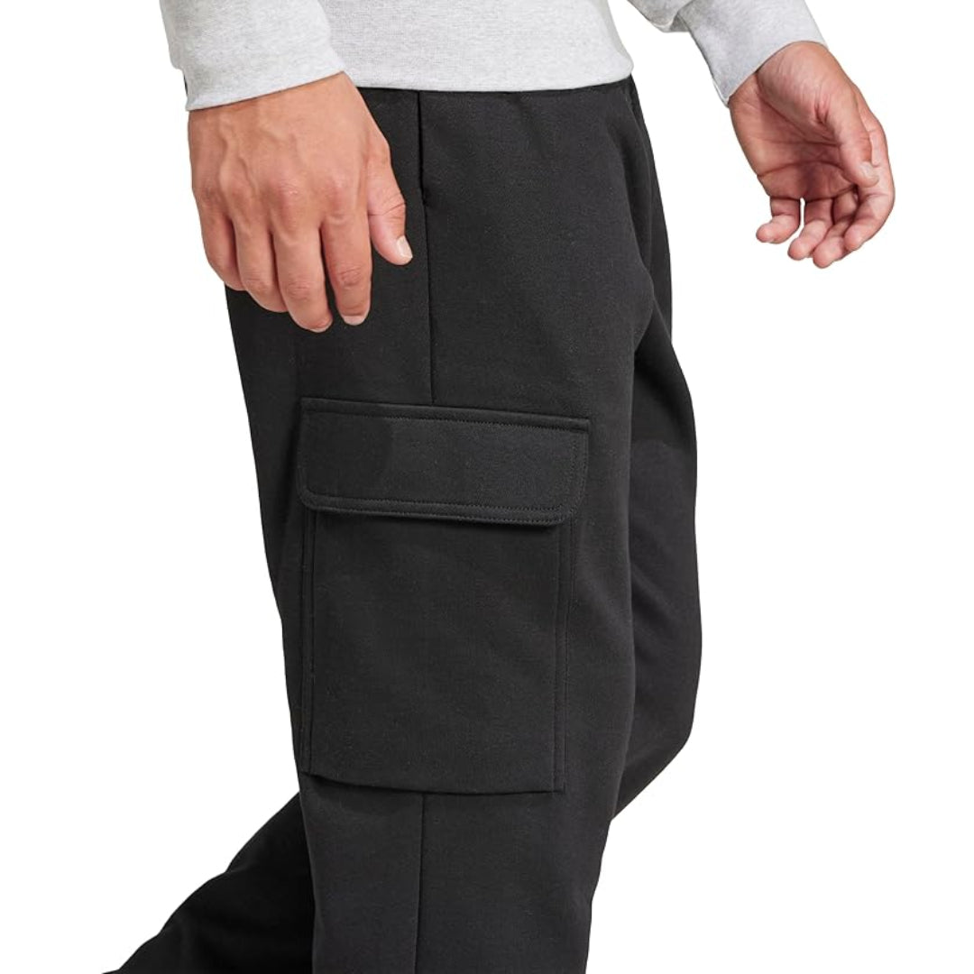 adidas Men's Essentials Feel Cozy Fleece Cargo Pants - Black