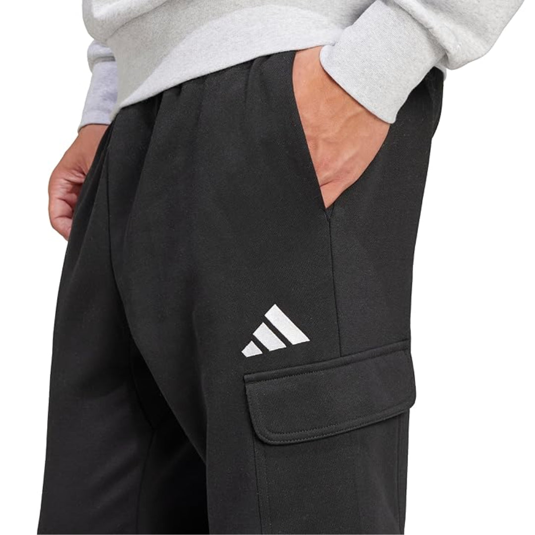 adidas Men's Essentials Feel Cozy Fleece Cargo Pants - Black