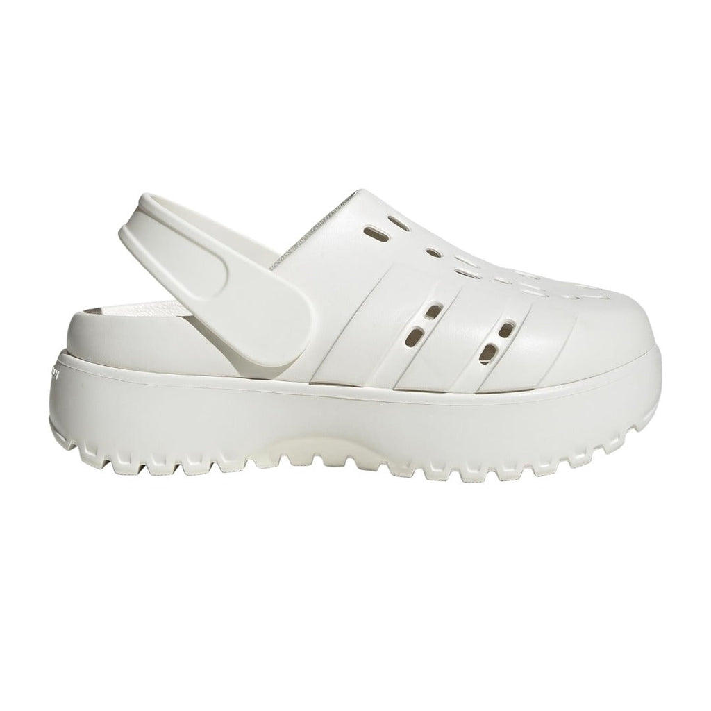 adidas WOMEN'S ADILETTE CLOG PLATFORM SLIDE SANDALS - White