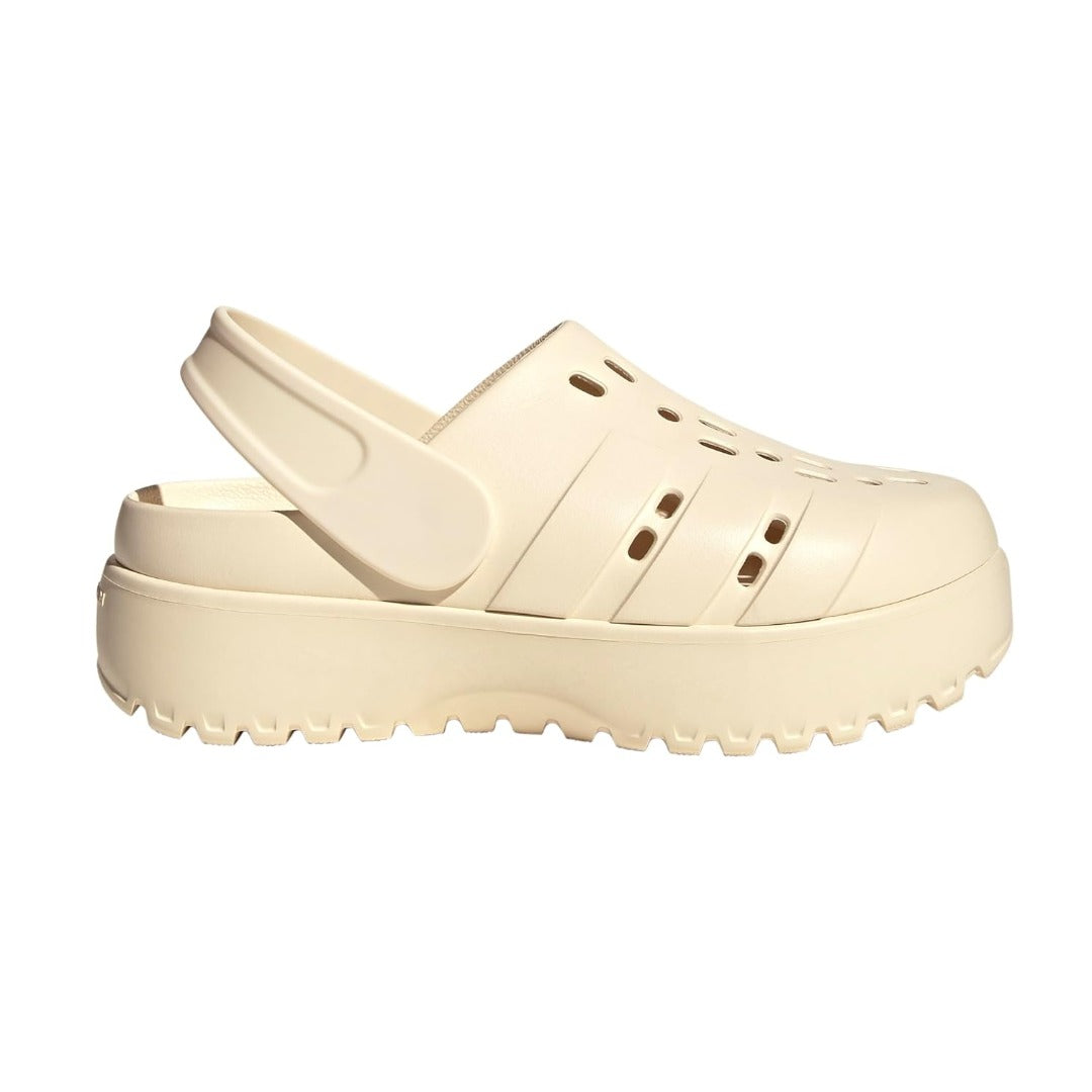 adidas WOMEN'S ADILETTE CLOG PLATFORM SLIDE SANDALS - Wonder White