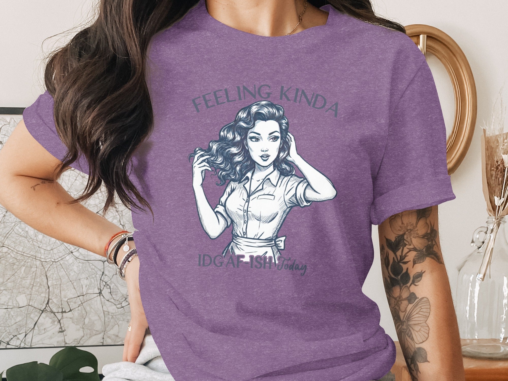 Feeling Kinda IDGAF-ish Today Woman Sketch Design T-Shirt
